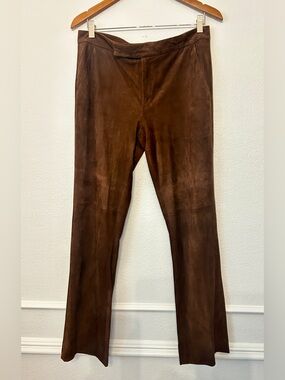 Ralph Lauren Goat Suede Straight Leg Pants Rich Chocolate Brown Women’s Size 10